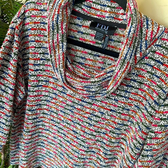FDJ French Dressing Jeans Colorful Striped Soft Knit Top Cowl Neck Multicolored - Picture 7 of 12